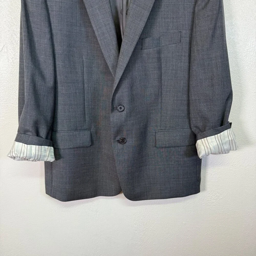 Ralph Lauren Mens Gray Blazer Jacket 44S 2-Button Wool Blend Lined Career